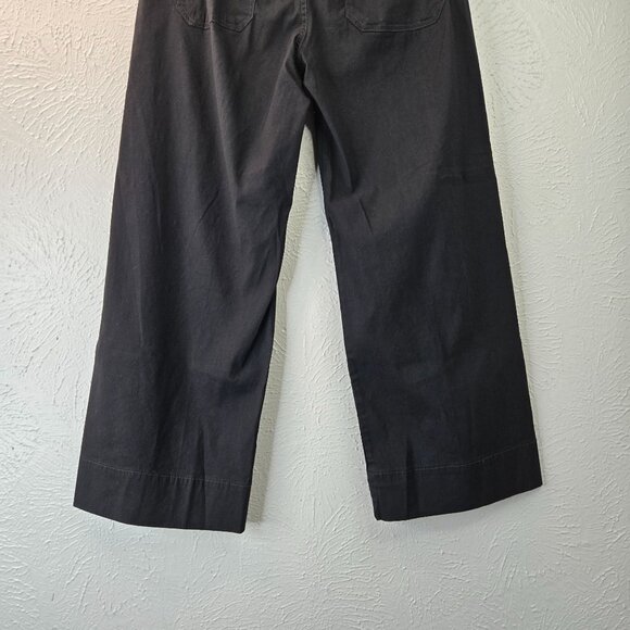 Maeve Wide Leg Pants 28 Linen Blend Black High Waisted Minimalist Crop Trousers - Picture 10 of 12